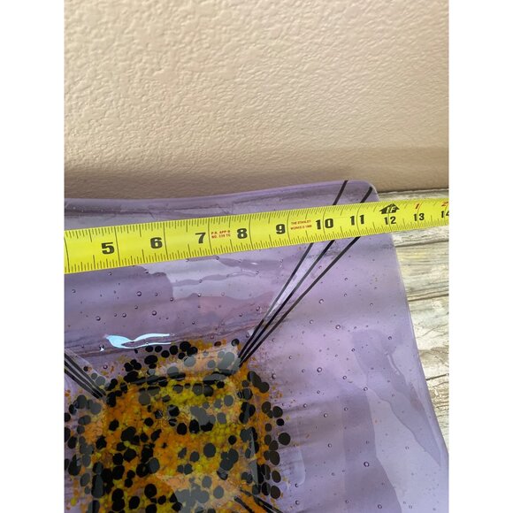 Susan Maxfield Handcrafted Purple & Yellow Fused Glass Decorative Bowl 2003 - Picture 9 of 11